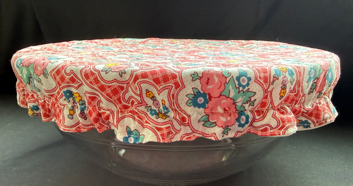 Vintage Red Floral Bowl Covers
