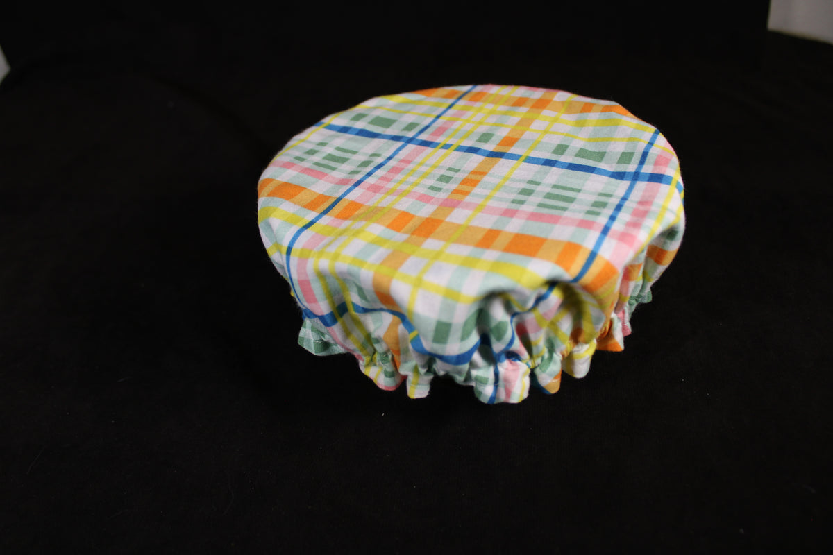 Floral Citrus/Plaid Medium Bowl Cover