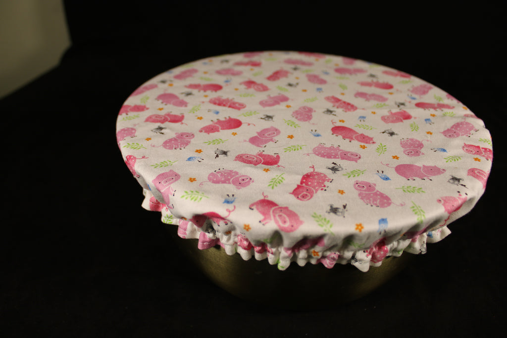 Pink Polka Dot Piggy Medium Bowl Cover