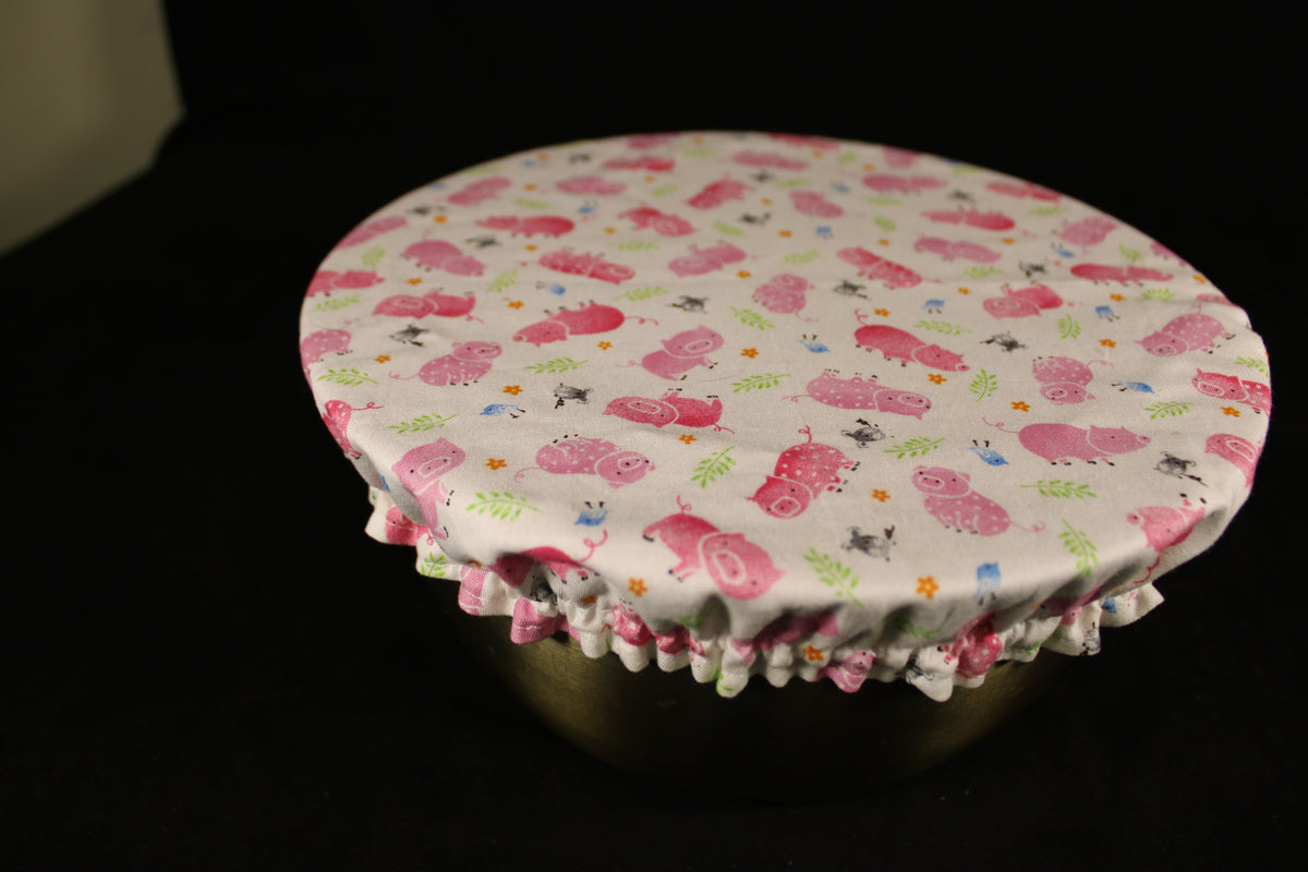 Pink Polka Dot Piggy Medium Bowl Cover